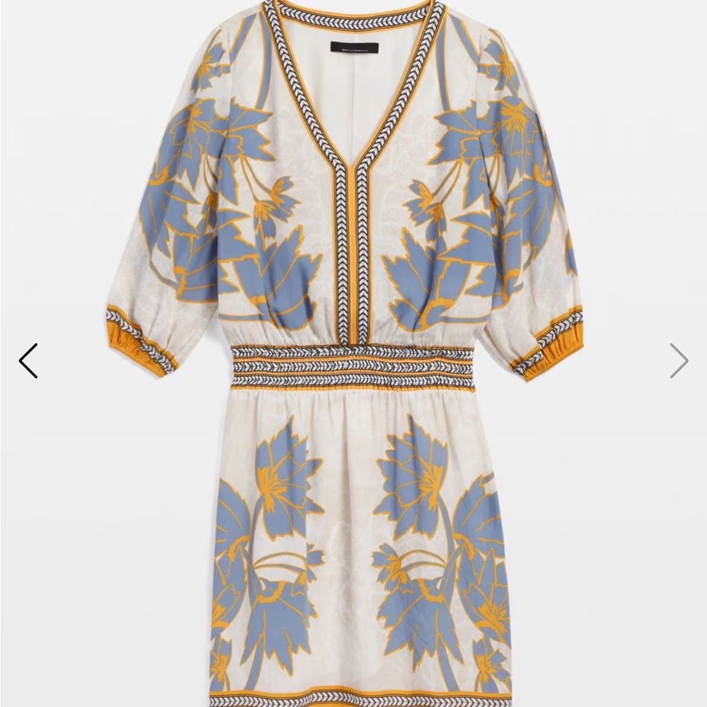 WHBM ¾ Sleeve Smocked Waist Dress